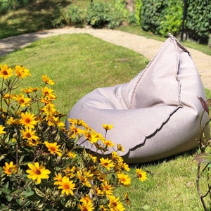 Modern bean bag chair, floor pillow cover, outdoor minimalist cushion, lounge pouf