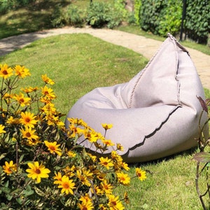 Modern bean bag chair, floor pillow cover, outdoor minimalist cushion, lounge pouf image 1