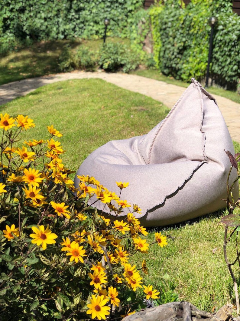 Modern bean bag chair, floor pillow cover, outdoor minimalist cushion, lounge pouf image 1