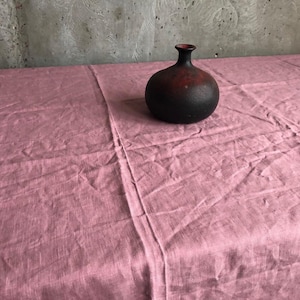 Pink linen tablecloth, pink tablecloth rectangle, custom holiday tablecloth, natural pink tablecloth image 9