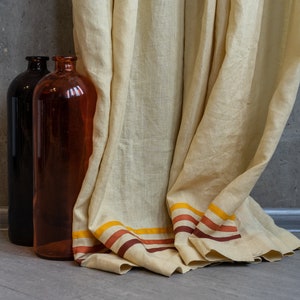 Striped Yellow Linen Curtain: Scandinavian Style Custom Panel