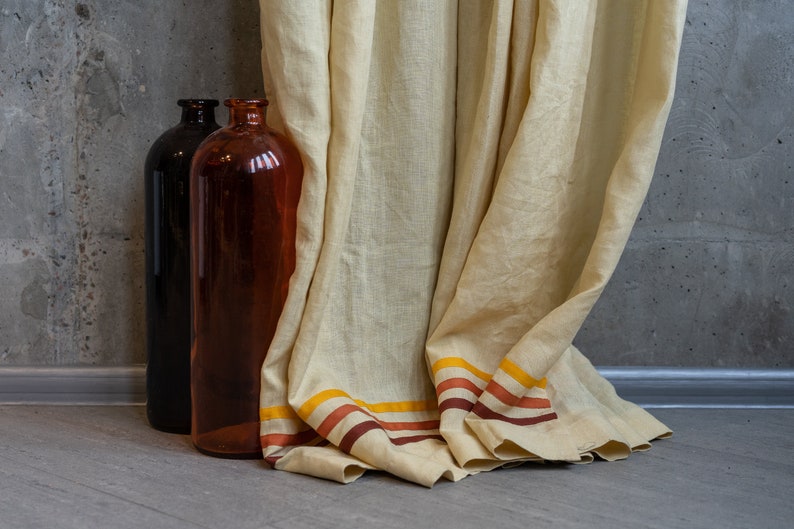 Natural Cream Linen Curtains In Farmhouse Style Cottage Etsy