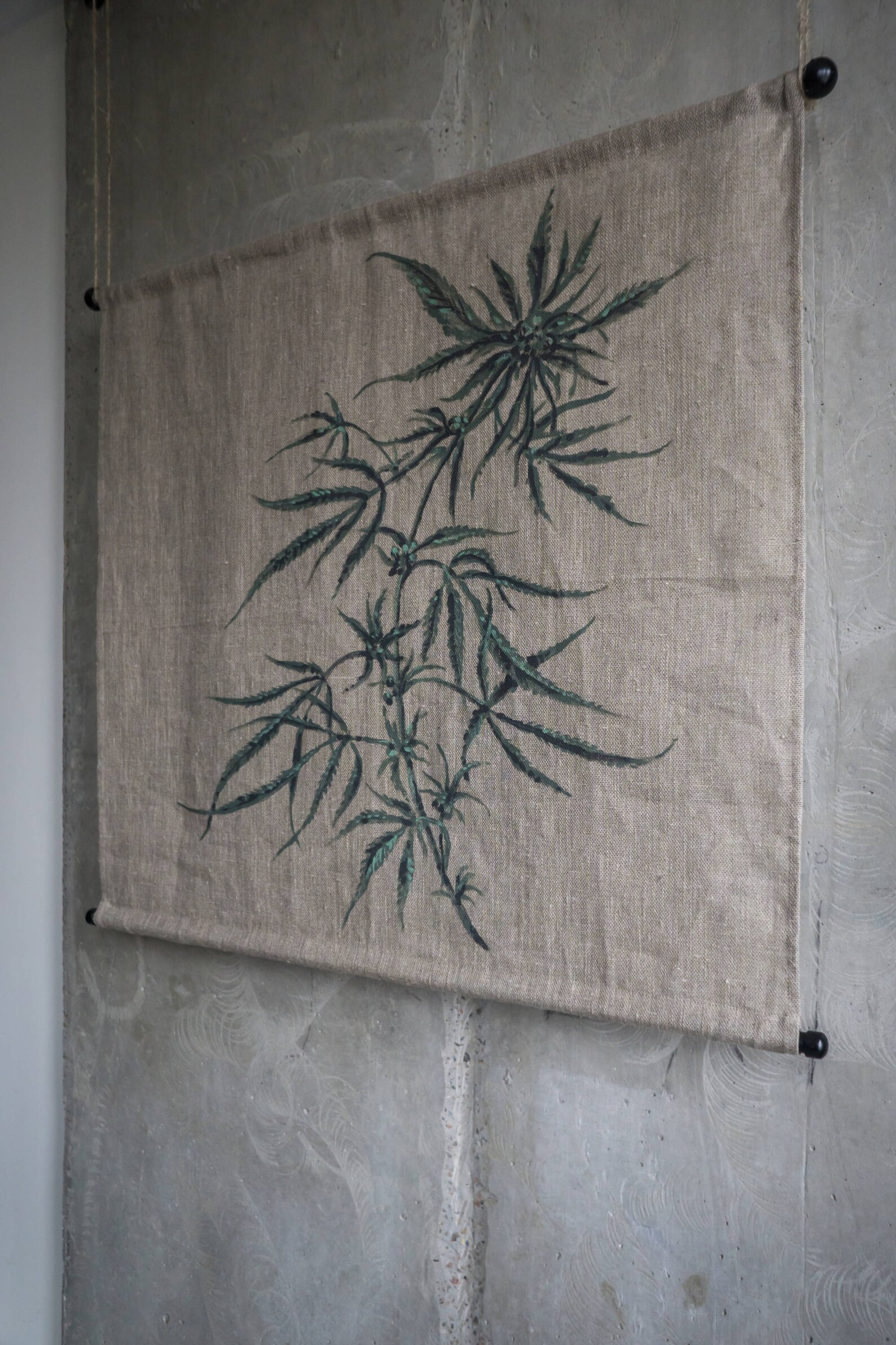 Hemp Art Wall Hanging Textile Fabric Wall Painting Etsy