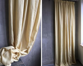 yellow living gift Eco Friendly home Decor home window panel window drapes tie curtains natural Fabric gift Linen curtain panel treatment