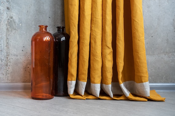 tratamiento ventana 2 Super Suave Luz Cortinas DE ORIFICIOS FORRADAS De Chenille amarillo ocre