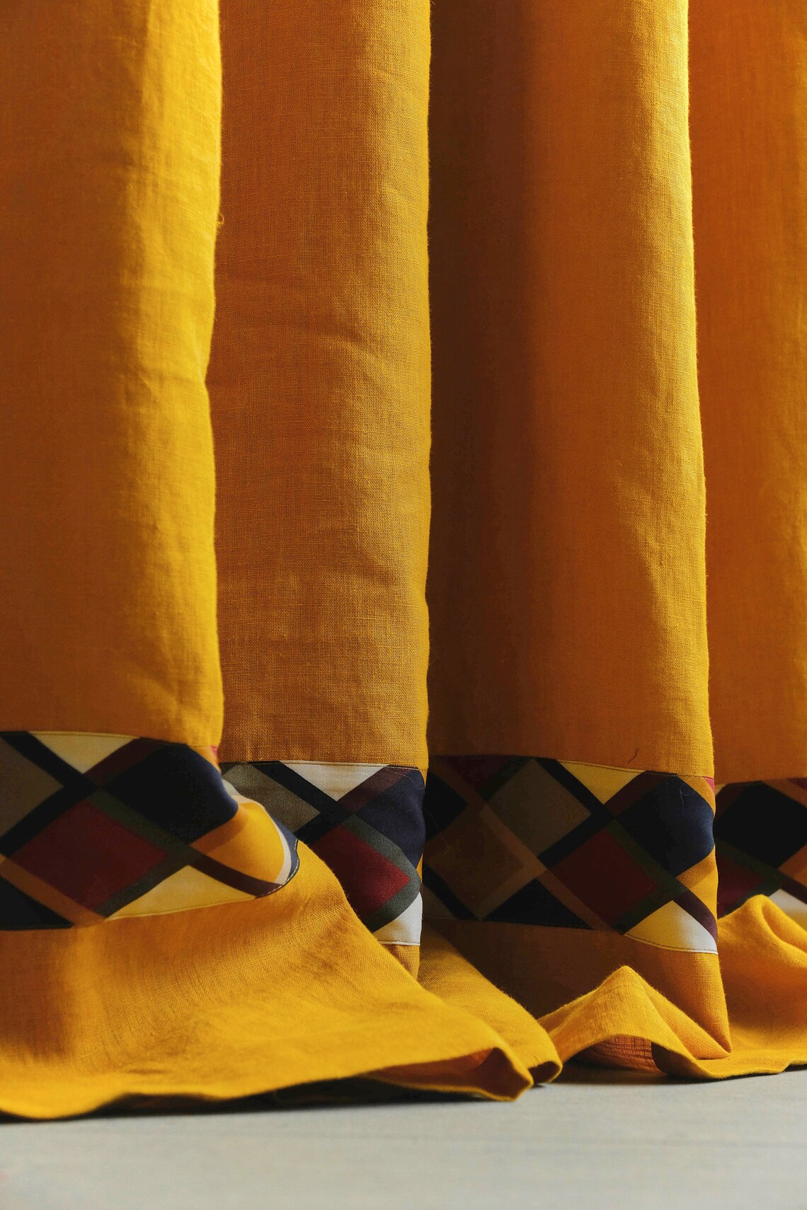 Bedroom Drape Panel Mustard Yellow Linen Curtains Farmhouse Etsy