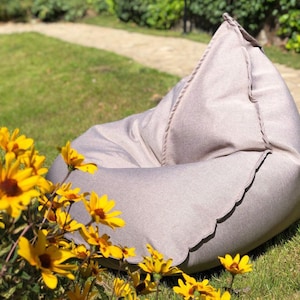 Modern bean bag chair, floor pillow cover, outdoor minimalist cushion, lounge pouf image 4