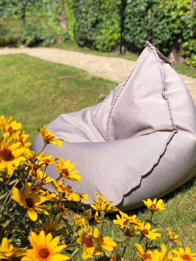 Modern bean bag chair, floor pillow cover, outdoor minimalist cushion, lounge pouf image 4