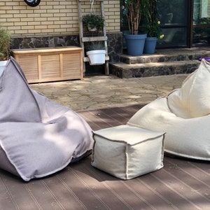 Modern bean bag chair, floor pillow cover, outdoor minimalist cushion, lounge pouf image 7