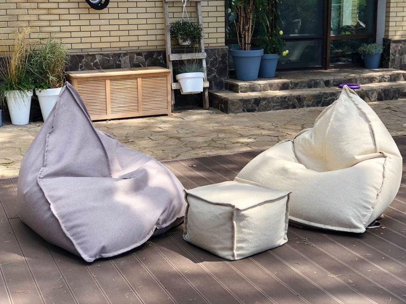 Modern bean bag chair, floor pillow cover, outdoor minimalist cushion, lounge pouf image 7