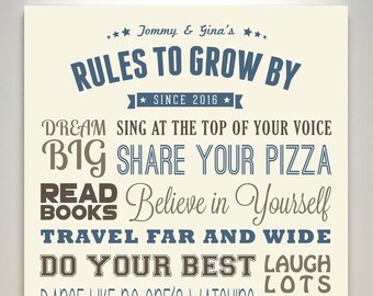 Rules To Grow By ***PRINTABLE DIGITAL FILE*** // Childrens Bedroom wall art