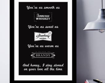 Smooth As Tennessee Whiskey Printable // Country music // drinks // DIGITAL DOWNLOAD