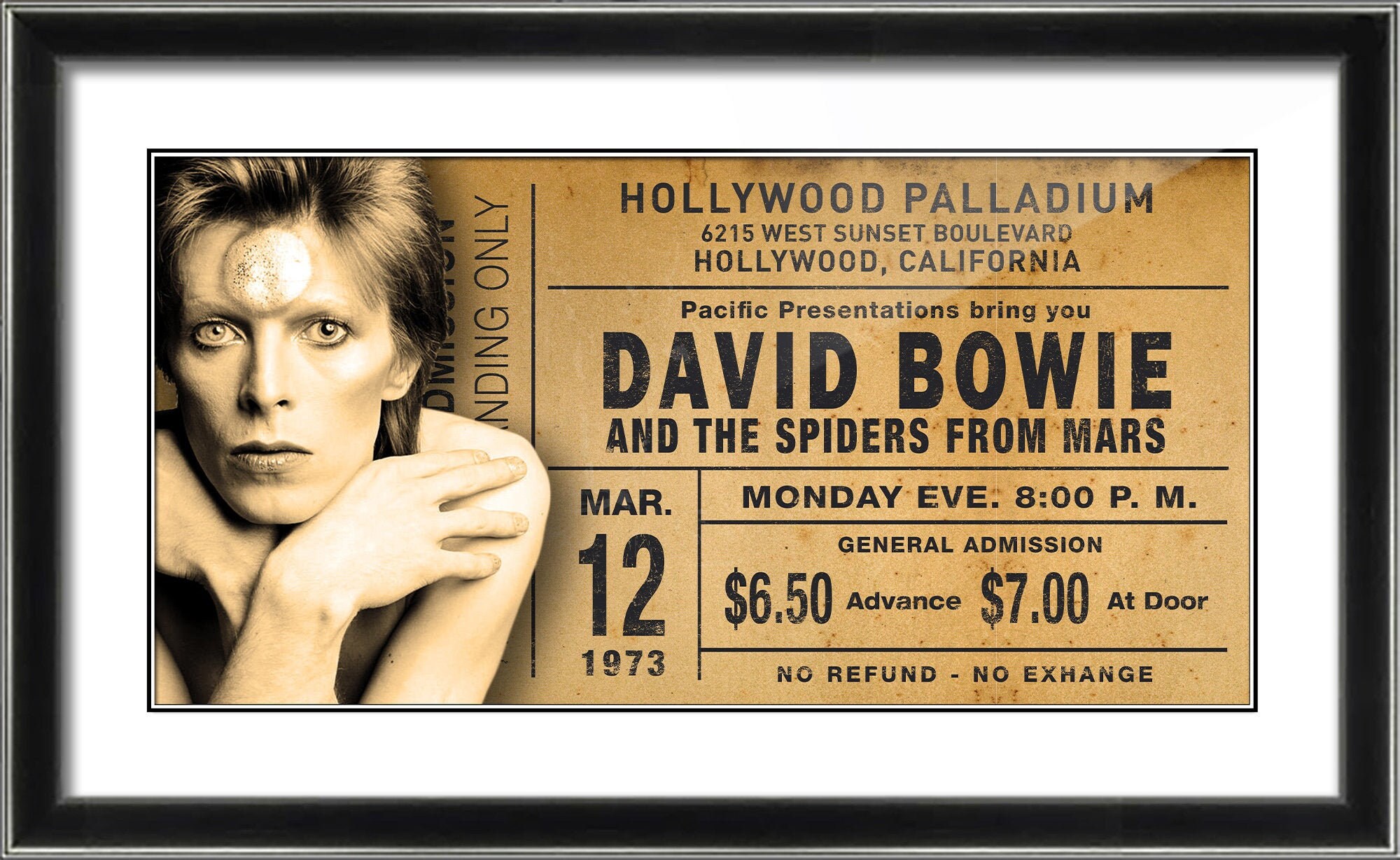DIGITAL FILE ONLY David Bowie Ticket Stub Poster Artwork Etsy