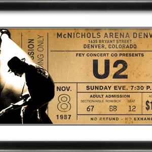 DIGITAL FILE ONLY*** U2 1987 Ticket Stub Poster Artwork