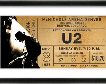 DIGITAL FILE ONLY*** U2 1987 Ticket Stub Poster Artwork