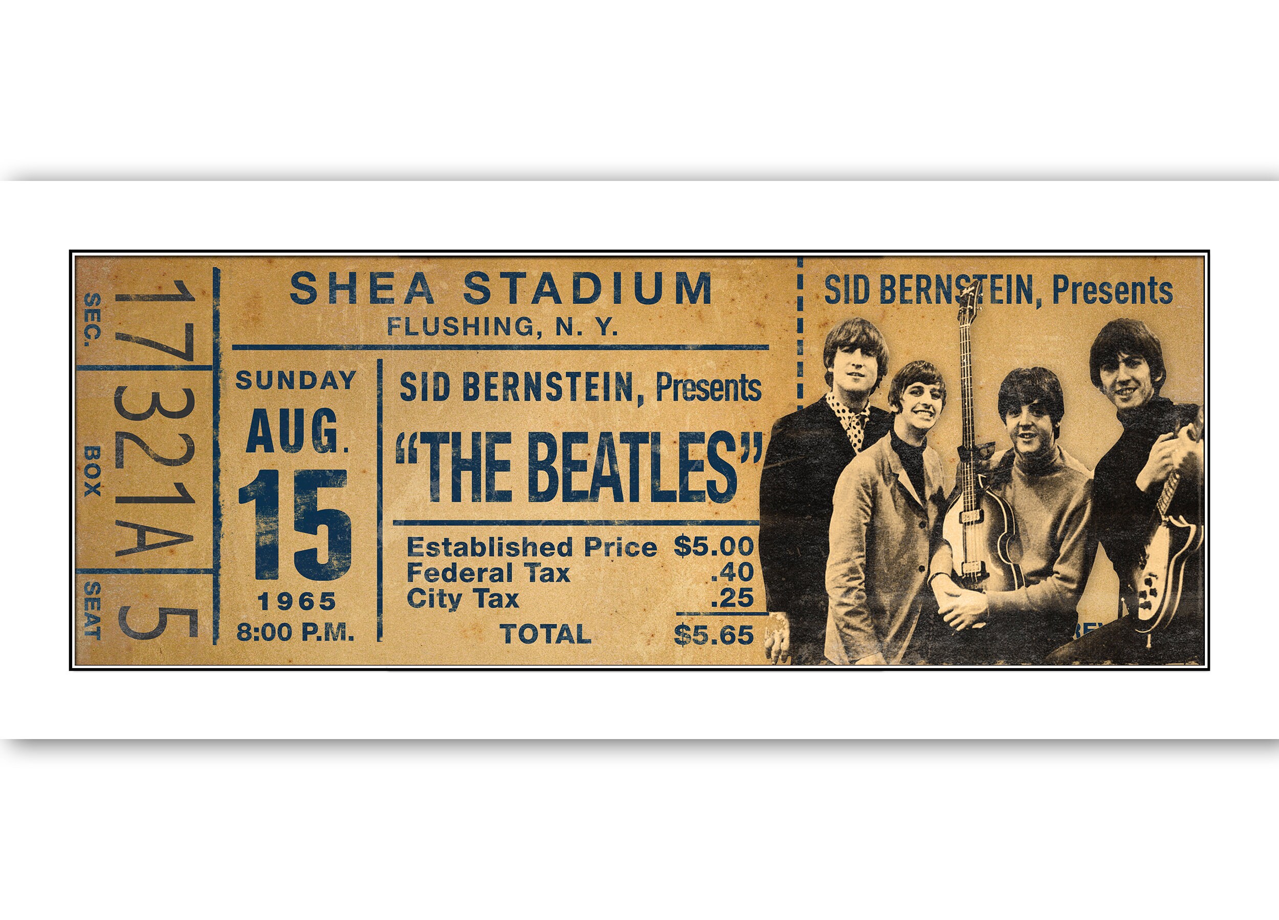 thumbnail image 2 of Beatles Unused Full Concert Ticket 1965 Atlanta GA Orange Laminated Reprint 2 of 5
