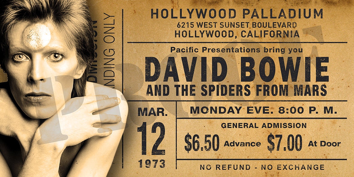 DIGITAL FILE ONLY*** David Bowie Ticket Stub Poster Artwork