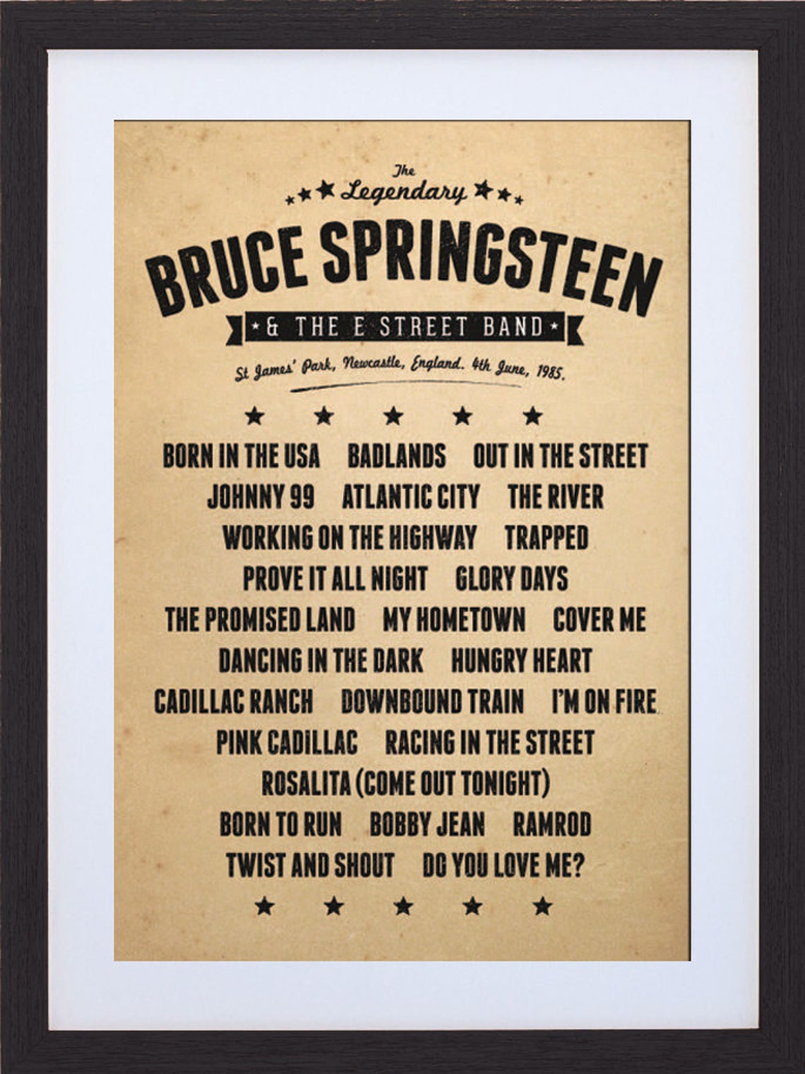 Bruce Springsteen Concert Setlist DIGITAL FILE Printable Etsy