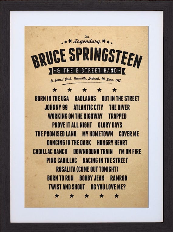 Bruce Springsteen Concert Setlist DIGITAL FILE Printable Etsy