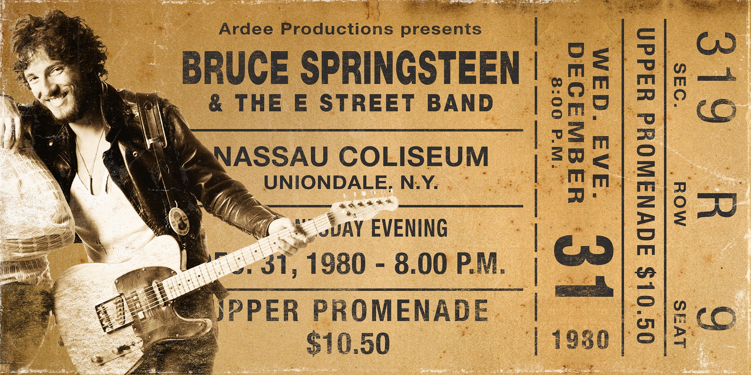 DIGITAL FILE ONLY*** Bruce Springsteen Ticket Stub Poster Artwork