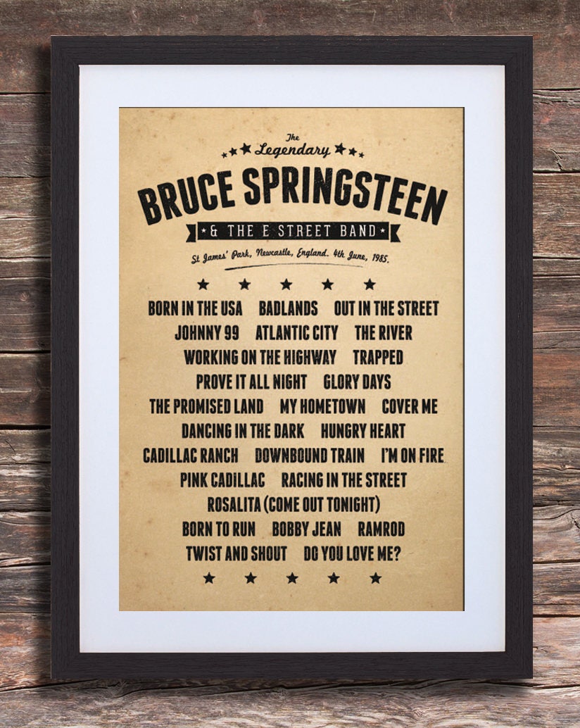 Bruce Springsteen Concert Setlist DIGITAL FILE Printable Etsy