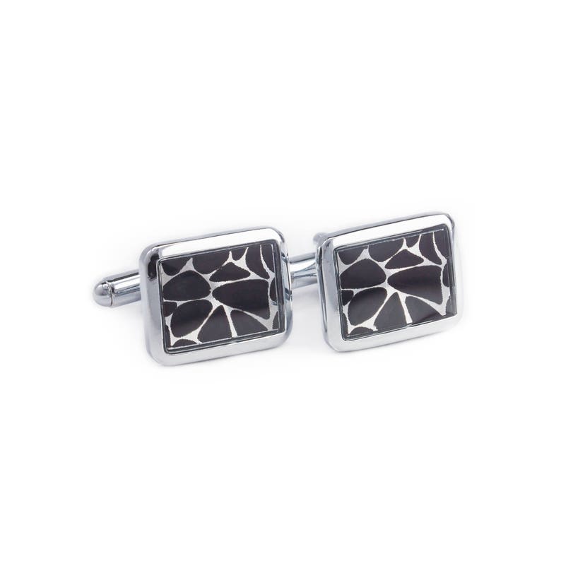 Rectangle Pebble Grids Cufflinks