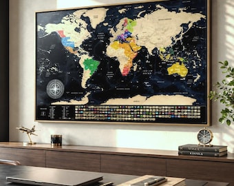 Scratch Off World Map – Travel Tracker Poster – Gift for Travelers – World Map Wall Art – Bucket List Adventure Gift