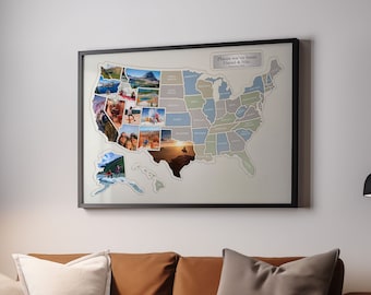 Personalized Map with Photos - United States Photo Map - Original Christmas Gifts - US Photo Map - Includes Photo Cropping Website Access