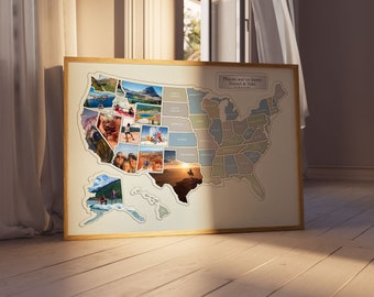 Personalized USA Photo Map: 50 States Travel Collage