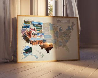 Personalized USA Photo Map with 50 States - Create a Stunning Collage of Your Travels - Perfect Gift for Travelers - Best Christmas Gifts