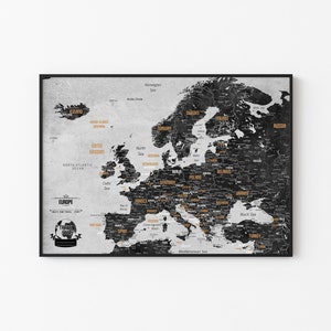Karte von Europa Digitale Datei - Personalisierte Reise Europa Karte - Originelles Hochzeits- oder Geburtstagsgeschenk für Freunde - Digital Druckbare Landkarte