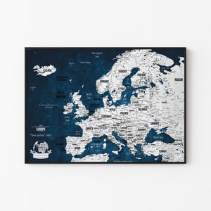 Carte de l’Europe - Carte numérique de l’Europe - Meilleurs cadeaux, Meilleurs cadeaux d’anniversaire, Fichier de carte imprimable numérique