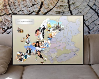 Personalized Europe Travel Photo Map: DIY Home Decor (27.17x18.9")