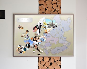 Personalized Europe Travel Photo Map: Home Decor Gift