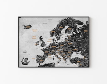 Map of Europe Digital File - Personalized Travel Europe Map - Original Wedding or Birthday Present for Friends - Digital Printable Map