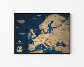 Europe Map Print: Personalized Travel Gift (Digital Printable Map)