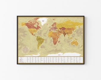 Vintage World Map Art: Personalized Travel Gift (Digital Printable)