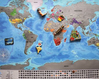 Scratchable Travel Map with flags, XXLScratch off Map, Personalizet travel map, Detailed Scratch Off Map, Traveler gift, original gift
