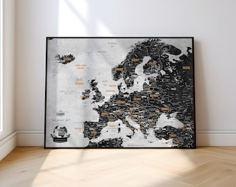 Push Pin Map of Europe: Personalized Travel Tracker with Pins