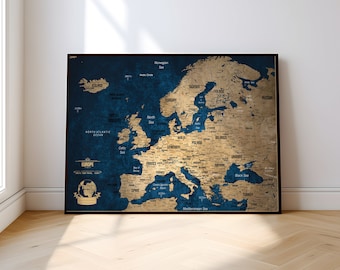 Map of Europe with Pins - Original Birthday Gift for a Friend, Personalized Gift, Travel Map, Wedding Gift, Digital Printable File Available