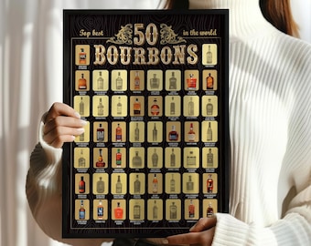 Bourbon Bucket List Scratch-Off Poster: Top 50 Bourbons (Framed Option)