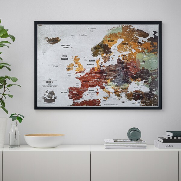 Оригинальный подарок на день рождения для друга - Карта Европы с рамкой - Карта для путешественников - Лучший подарок для друга