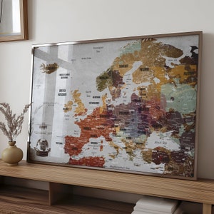 Push Pin Europakarte – Bonus 50 Pins – personalisierte Geschenke – Reisekarte von Europa – beste Geburtstagsgeschenke
