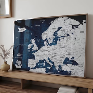 Push Pin Europe Map - Bonus 50pins - Cadeaux personnalisés - Carte de voyage de l’Europe - Meilleurs cadeaux d’anniversaire