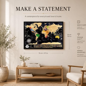 Scratch Off World Map – Travel Tracker Poster – Gift for Travelers – World Map Wall Art – Bucket List Adventure Gift image 9