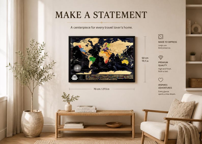 Scratch Off World Map – Travel Tracker Poster – Gift for Travelers – World Map Wall Art – Bucket List Adventure Gift image 9