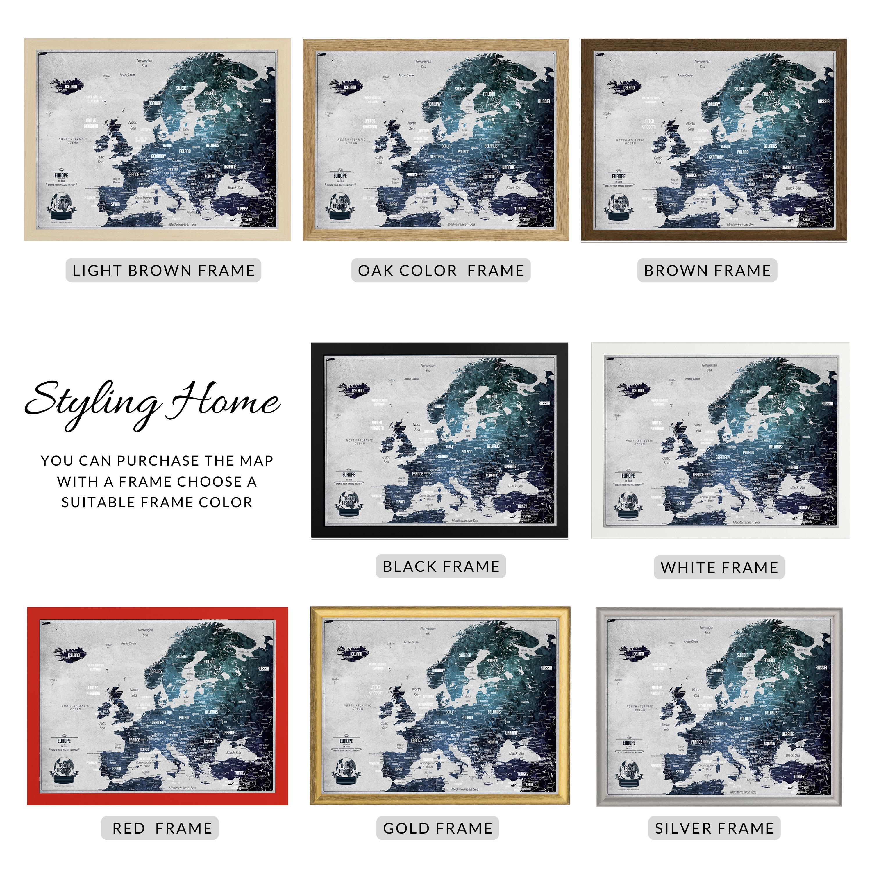 Push Pin Map of Europe: Personalized Travel Gift With 50 Pins - Etsy