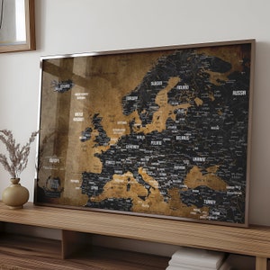 Push Pin Europakarte – Bonus 50 Pins – personalisierte Geschenke – Reisekarte von Europa – beste Geburtstagsgeschenke