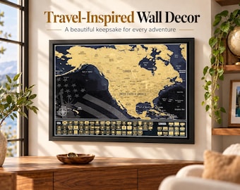North America Scratch Off Map, USA States & Canada Provinces Travel Tracker, Gift for Travelers