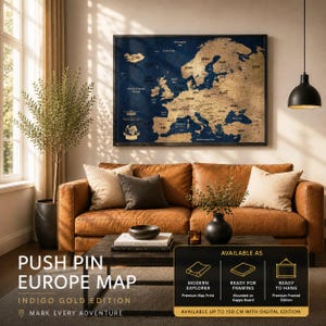 Mappa dell'Europa con Spilli, Mappa di Viaggio Personalizzata, Decorazione da Parete Europa, Regalo per Viaggiatori e Coppie
